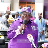 Francis Atwoli speaking at the Solidarity Building Headquarters