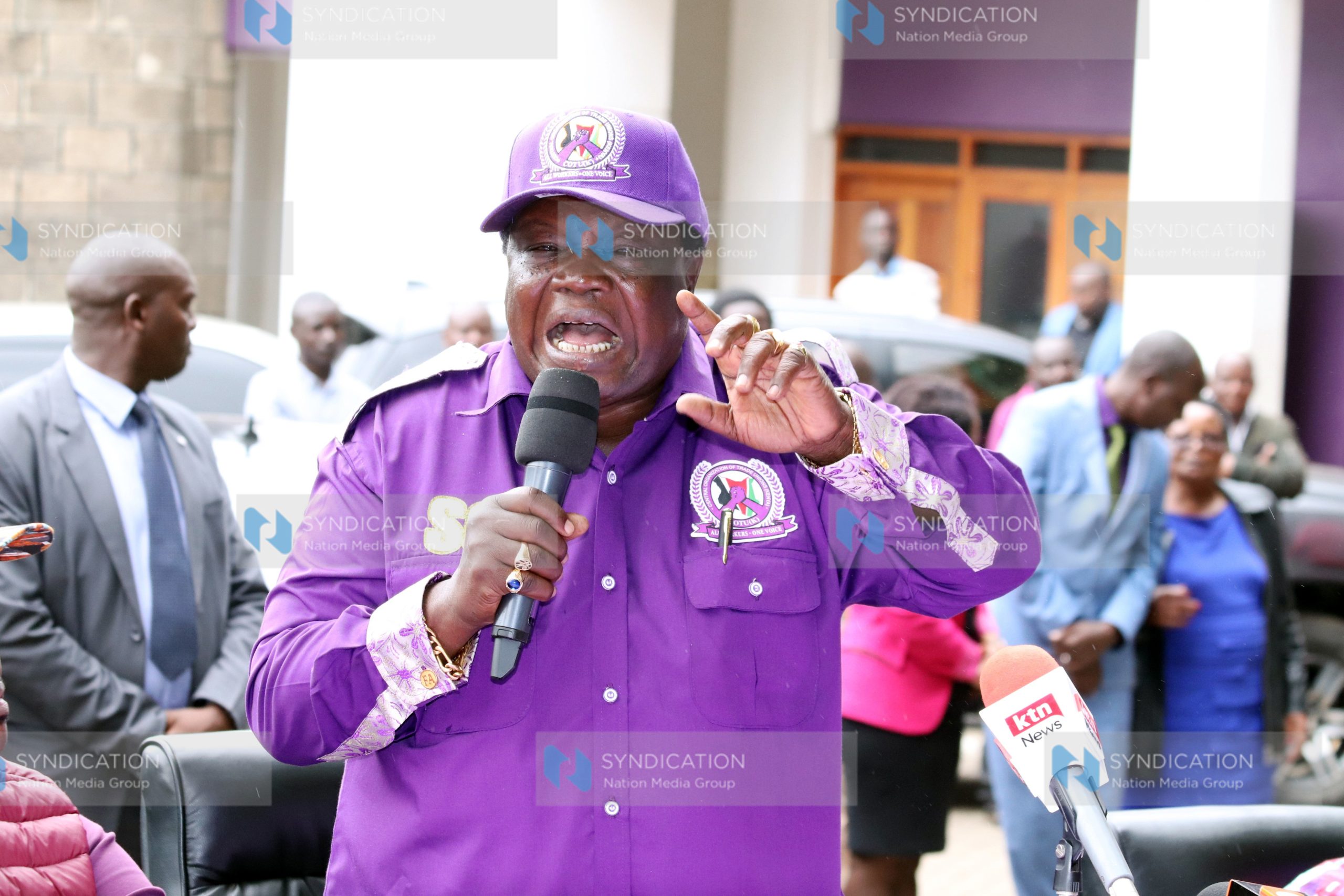 Francis Atwoli speaking at the Solidarity Building Headquarters
