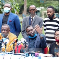 ODM Secretary General Edwin Sifuna (speaking) addressing the media