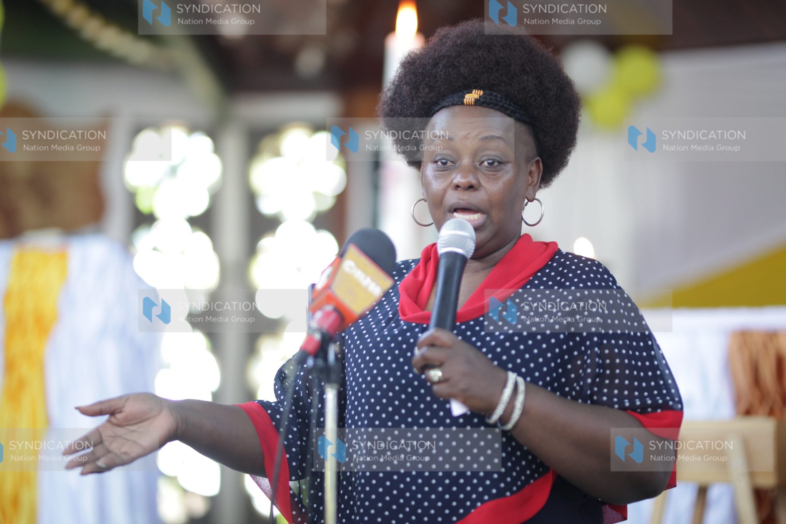 Mbita MP Millie Odhiambo addresses a congregation