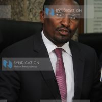 Cabinet Secretary Mwangi Kiunjuri addressing the media at Kilimo house