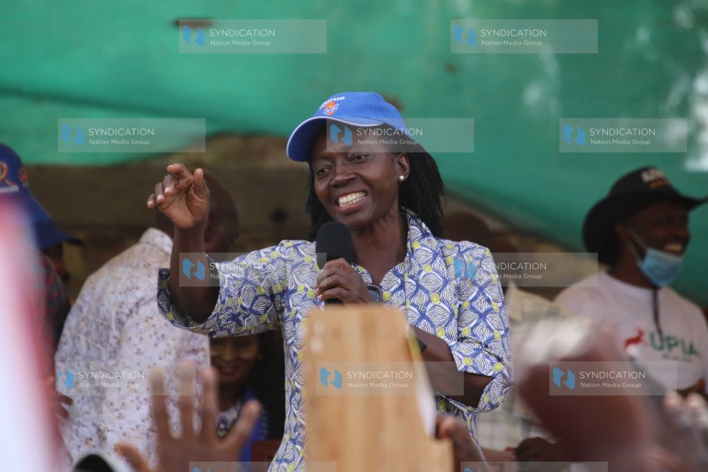 Martha Karua addresses a campaign rally in Marsabit town