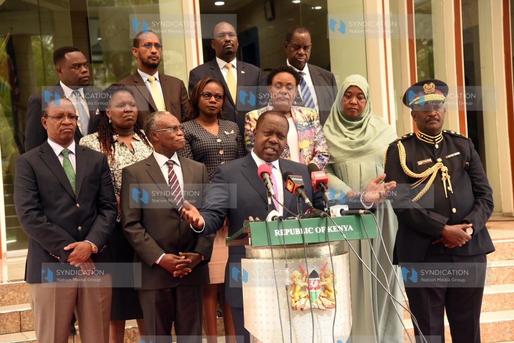 NCIC Members in addressing journalists at Harambee House