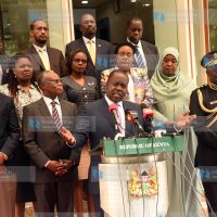 NCIC Members in addressing journalists at Harambee House