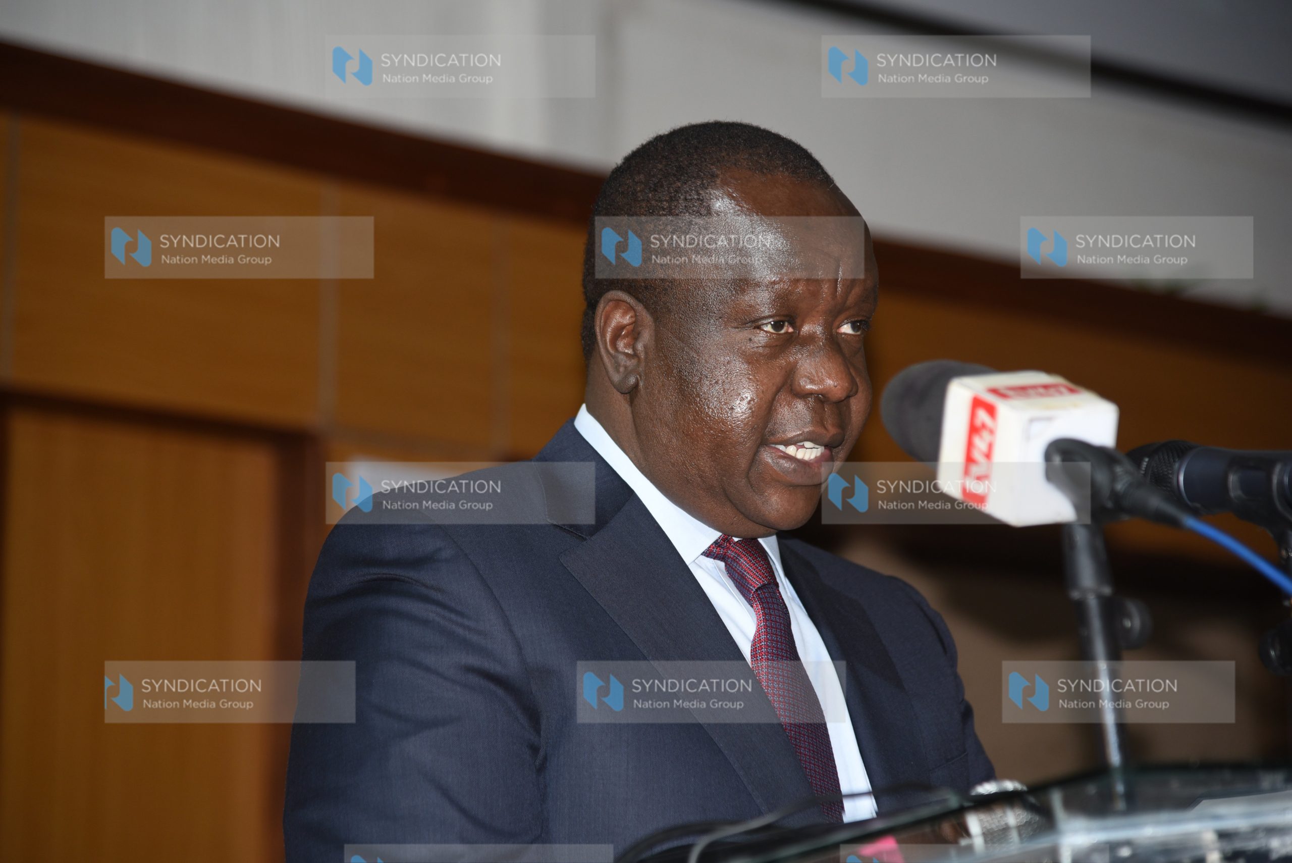 Interior Cabinet Secretary Fred Matiang’i delivering his speech