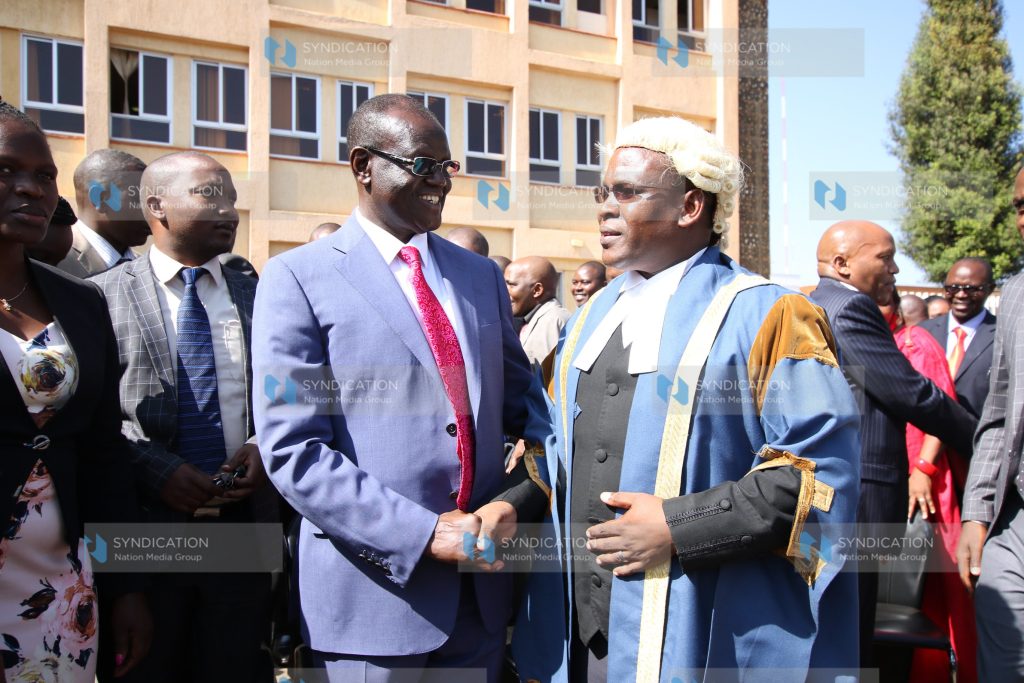 Meru Governor Kiraitu Murungi (left) and Speaker Joseph Kaberia