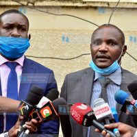 John Mbadi (right) and ODM Secretary General Edwin Sifuna addressing media