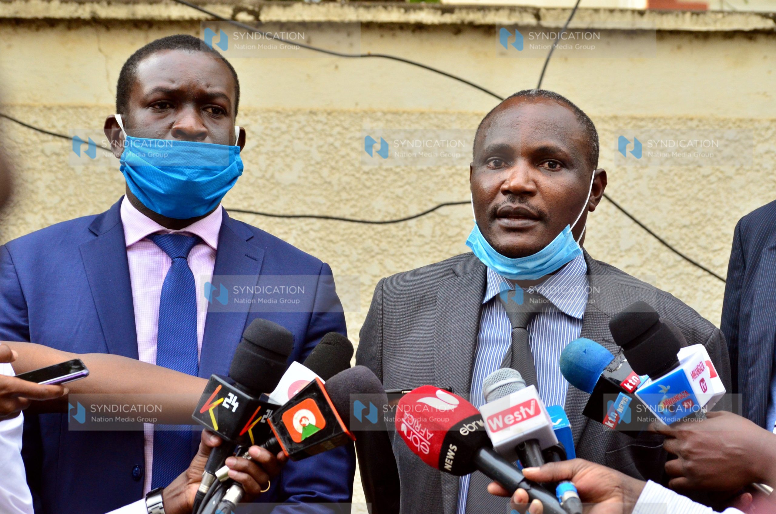 John Mbadi (right) and ODM Secretary General Edwin Sifuna addressing media