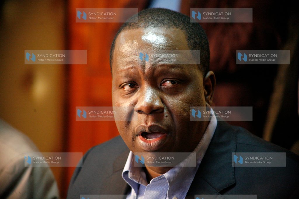 ICT Cabinet Secretary Fred Matiang'i during a press conference