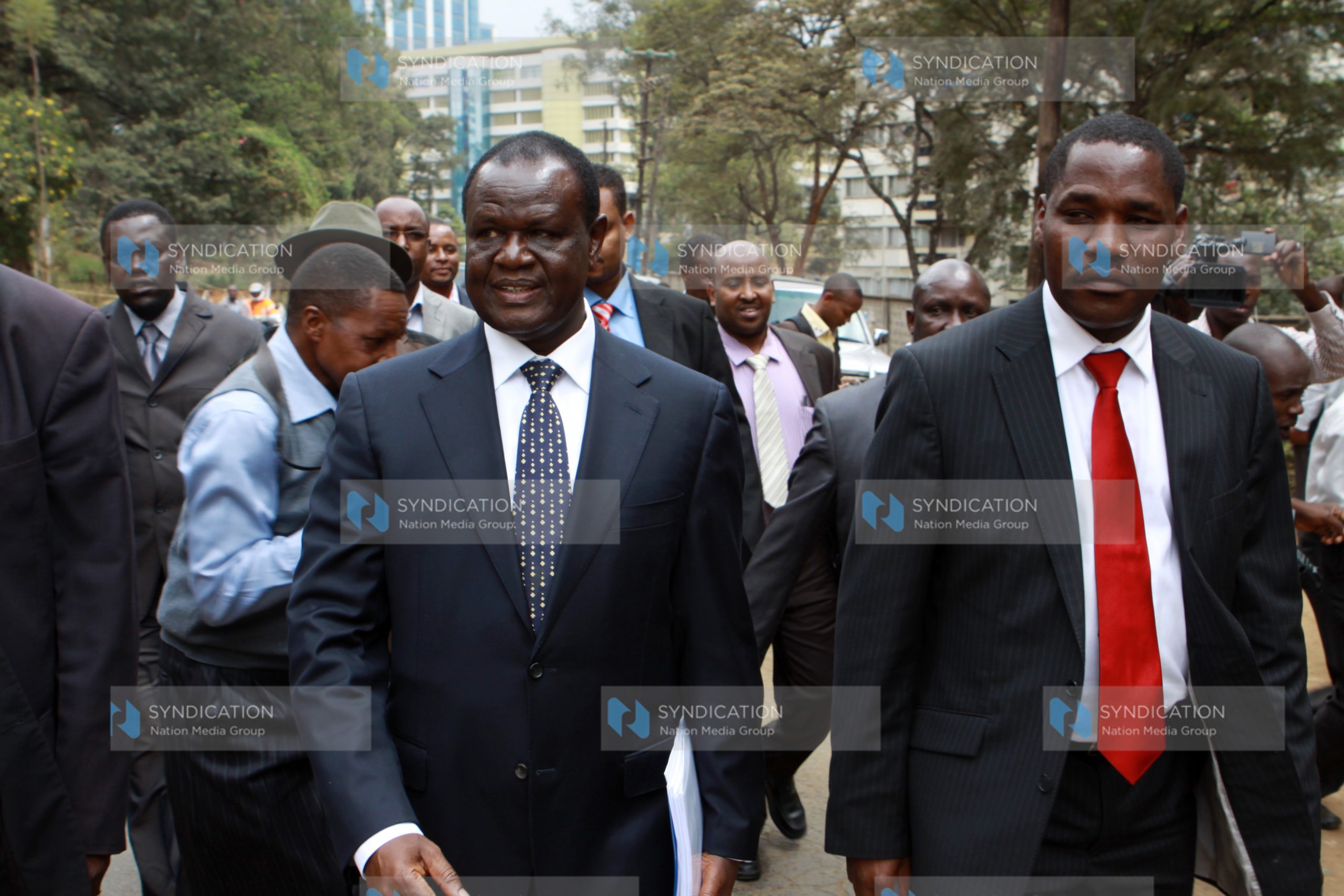 Meru County Senator Kiraitu Murungi (left) with County Governor Peter Munya