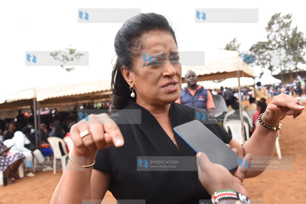 Esther Muthoni Passaris during an interview at Mathare Youth Sports Association Grounds