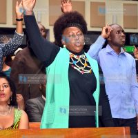 Suba Noth MP Millie Odhiambo (right) and Nairobi County Women Rep Esther Passaris