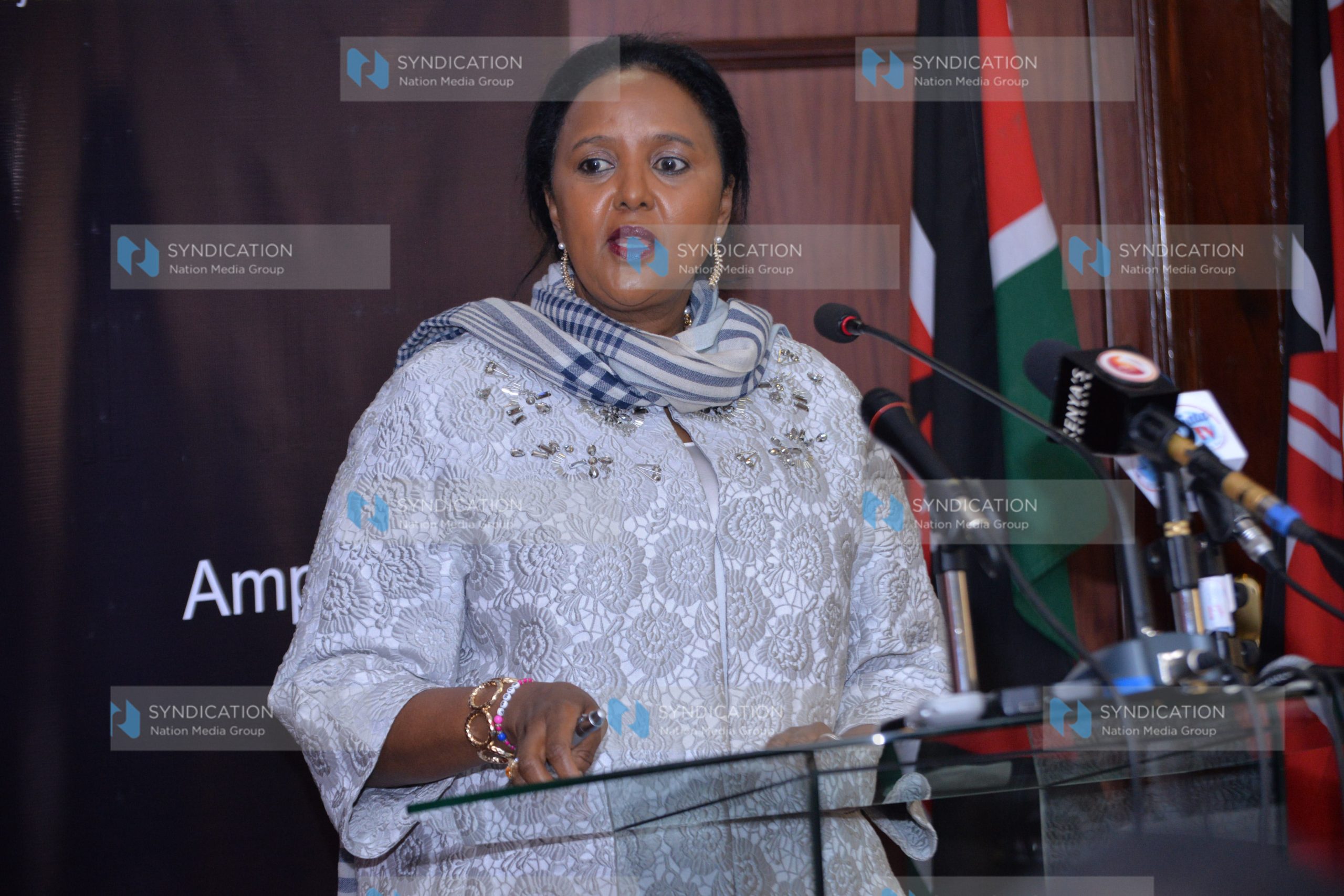 Cabinet Secretary Amina Mohamed speak during a press briefing