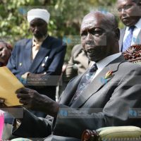 Former President Daniel arap Moi addresses a media briefing