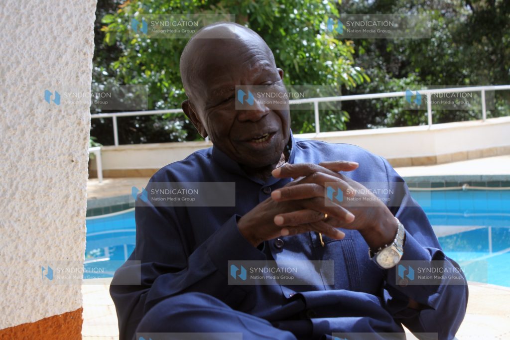 Former Vice President Moody Awori when he spoke to Saturday Nation