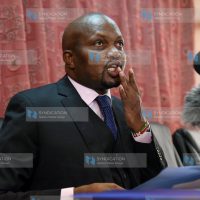Gatundu South MP Moses Kuria addressing journalists