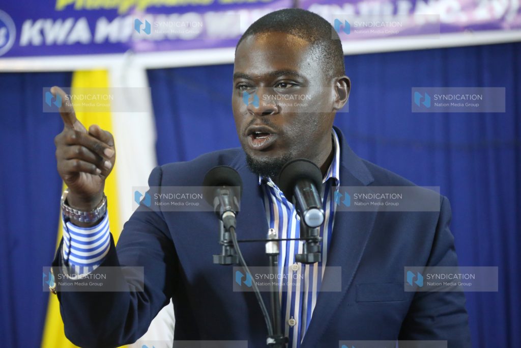 Nairobi senator Johnson Sakaja addresses faithfuls at Friends Church Quakers Maringo