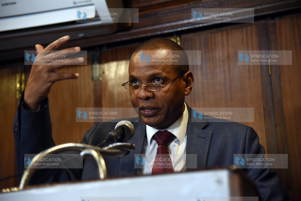 Former Assistant Minister Danson Mungatana addressing journalists