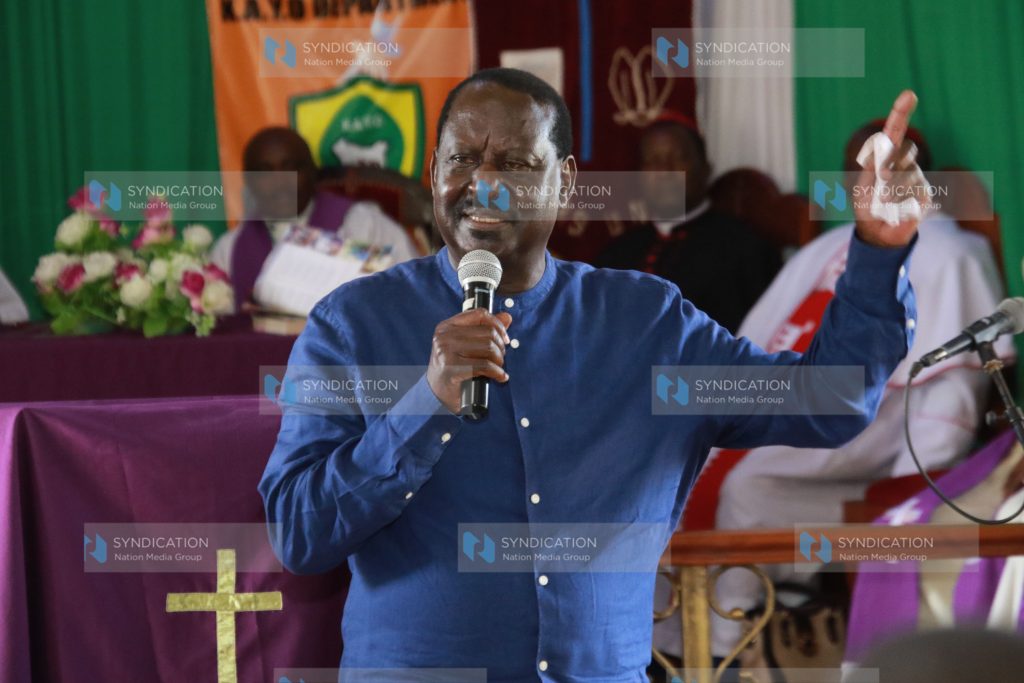 Azimio la Umoja leader Raila Odinga addresses mourners