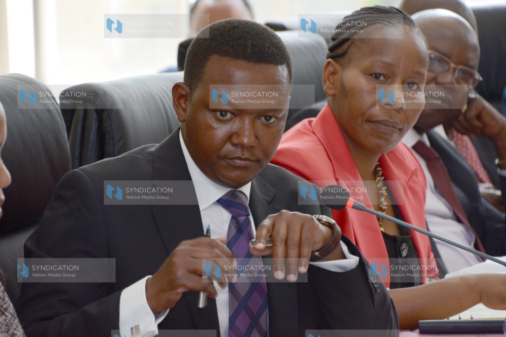 Machakos Governor Alfred Mutua with the County's Chief Finance Officer Jacinta Masila