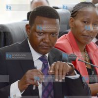Machakos Governor Alfred Mutua with the County's Chief Finance Officer Jacinta Masila