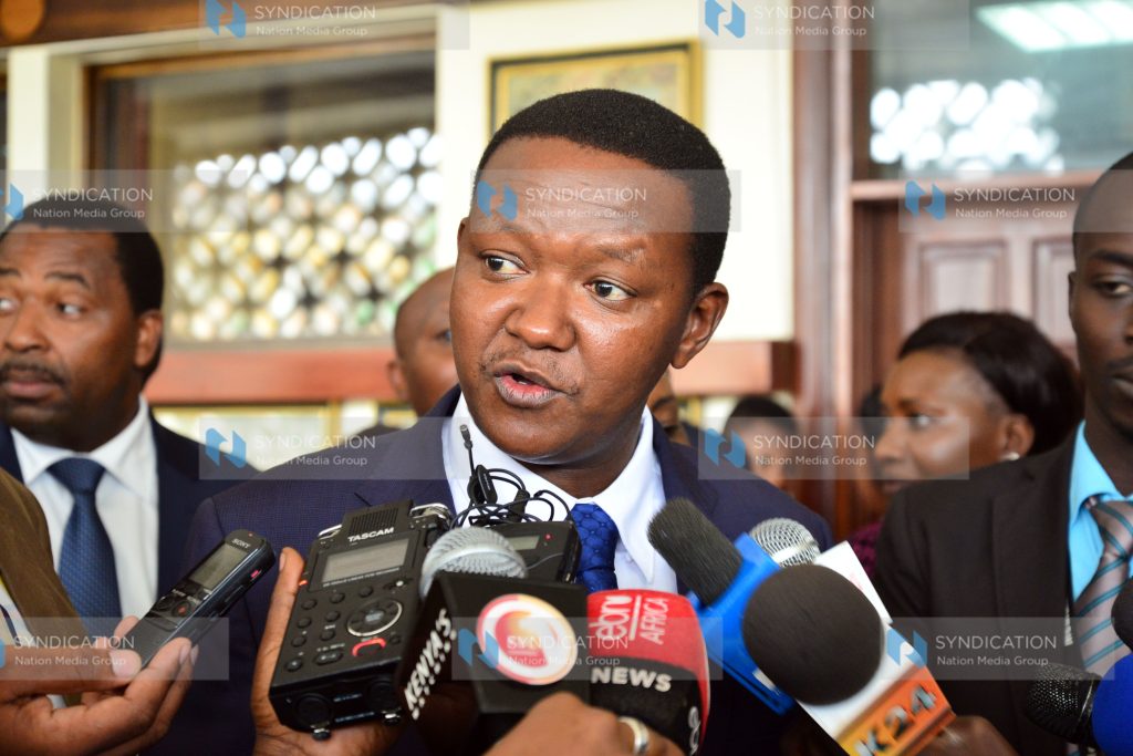 The Governor of Machakos County Alfred Mutua address the media