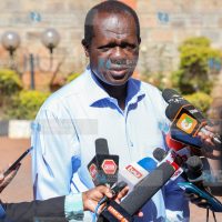 Raphael Tuju addressing the media