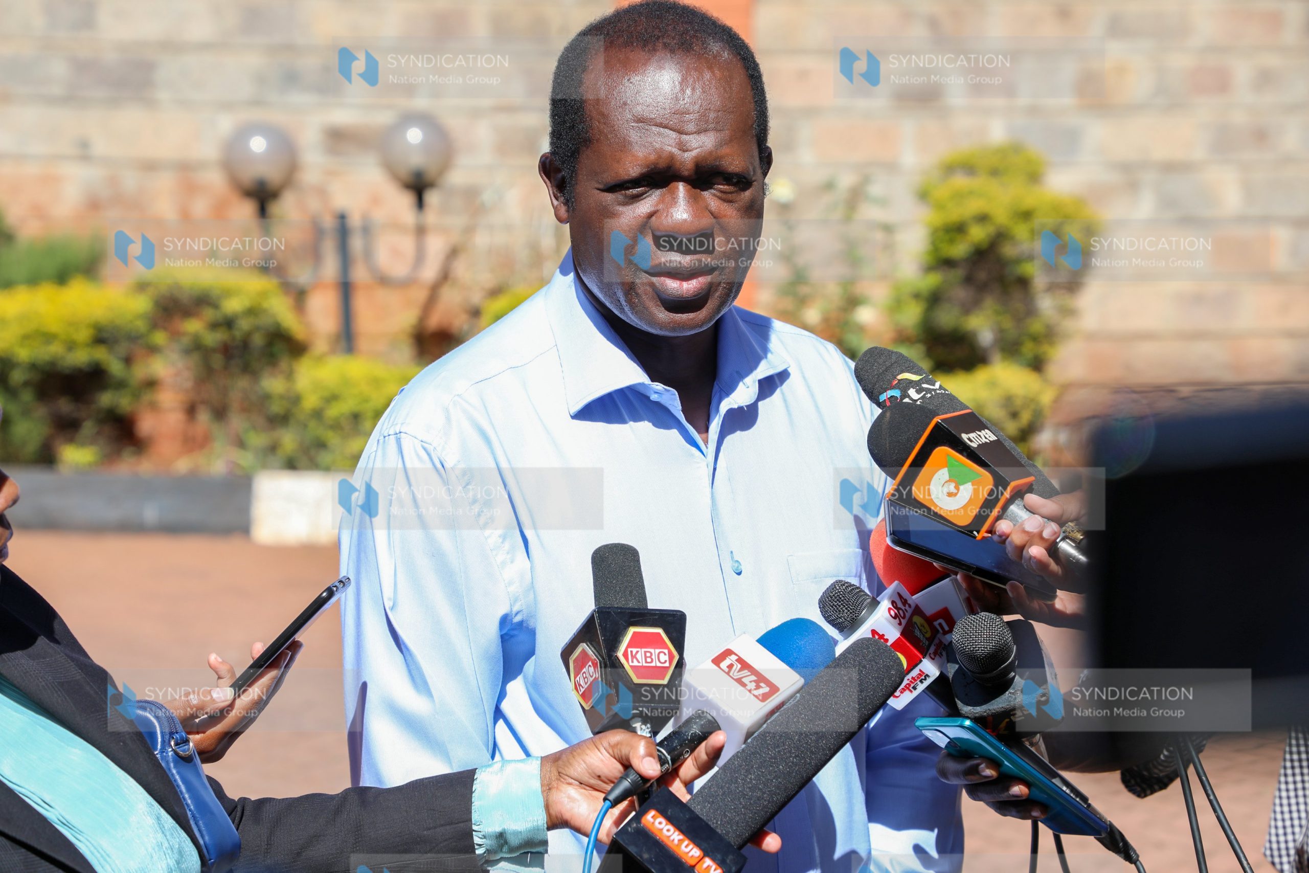 Raphael Tuju addressing the media