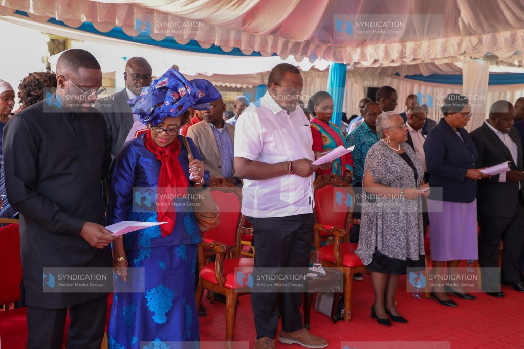 Former President Uhuru Kenyatta and his spouse Margaret