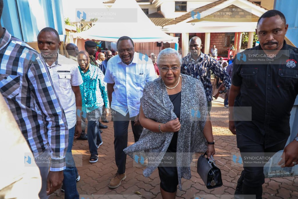 Former President Uhuru Kenyatta and his spouse Margaret
