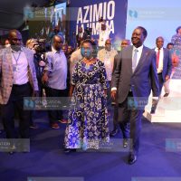 Azimio Presidential Candidate Raila Odinga(right) his running mate Martha Karua