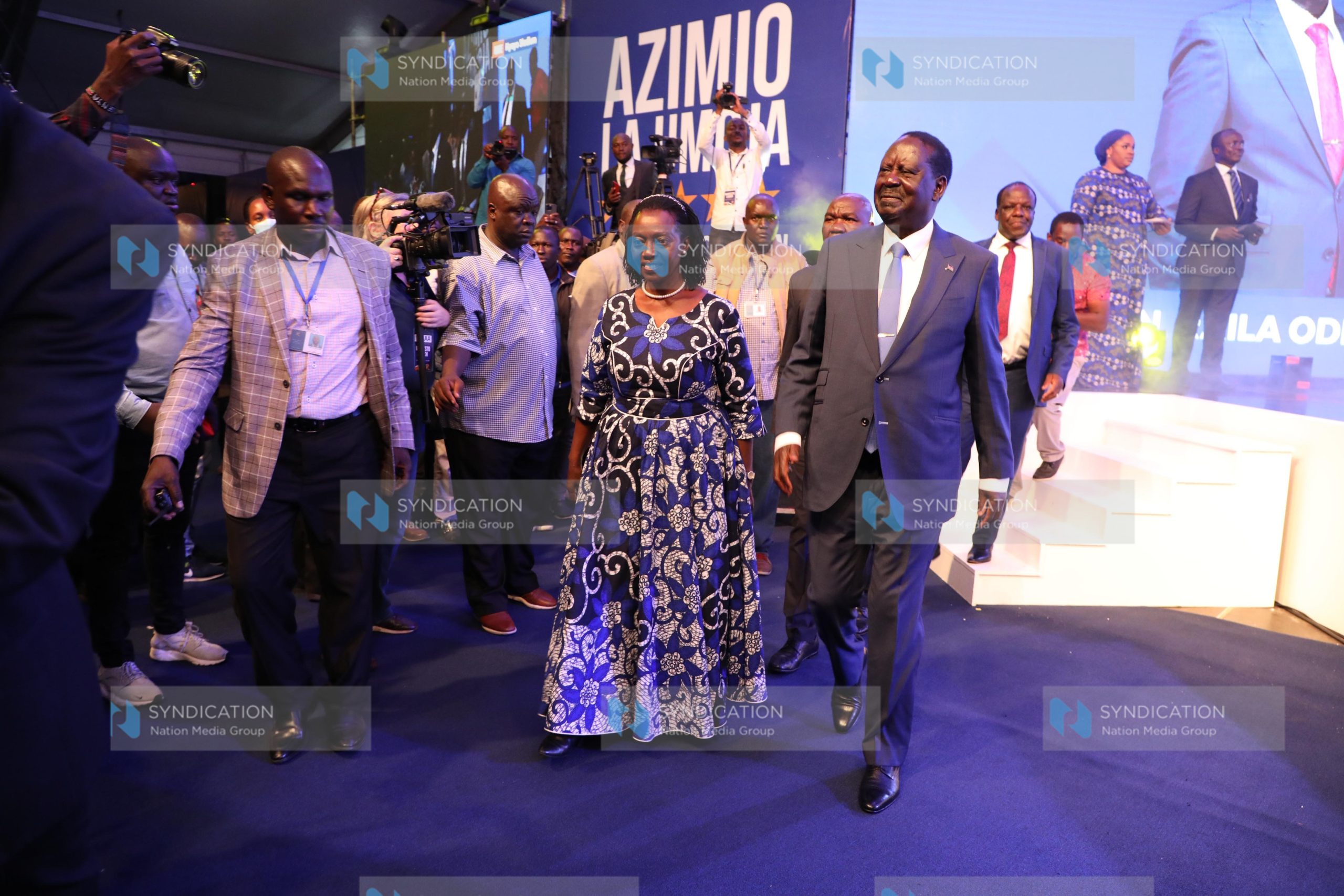 Azimio Presidential Candidate Raila Odinga(right) his running mate Martha Karua