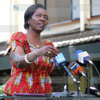 Narc Kenya Leader Martha Karua addresses journalists
