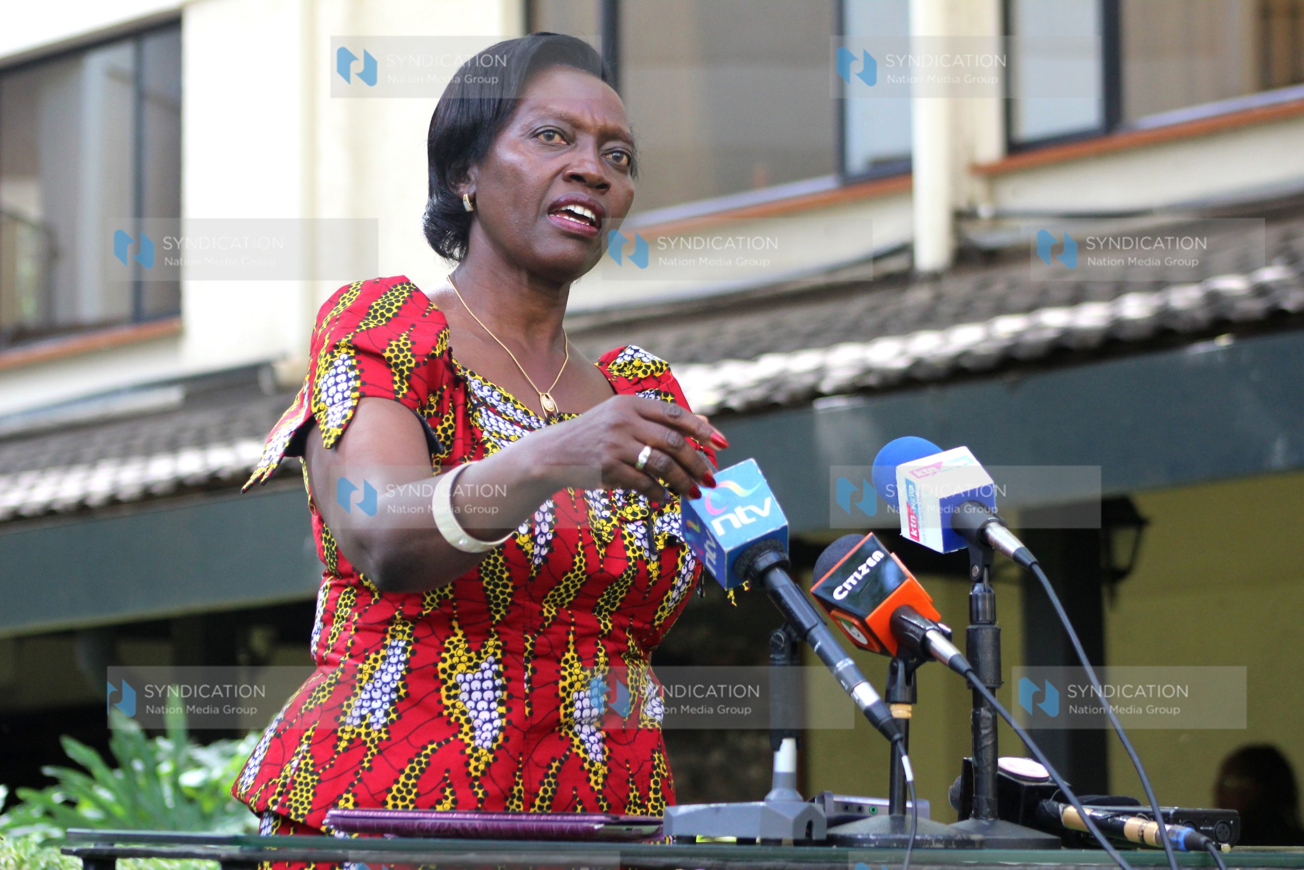 Narc Kenya Leader Martha Karua addresses journalists