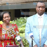 Martha Karua (left) flanked by lawyer Gitobu Imanyara (right)