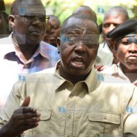 Interior CS Fred Matiang'i and security teams from Isiolo and Meru