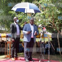 Interior CS Fred Matiang'i gives an address at Nyakach