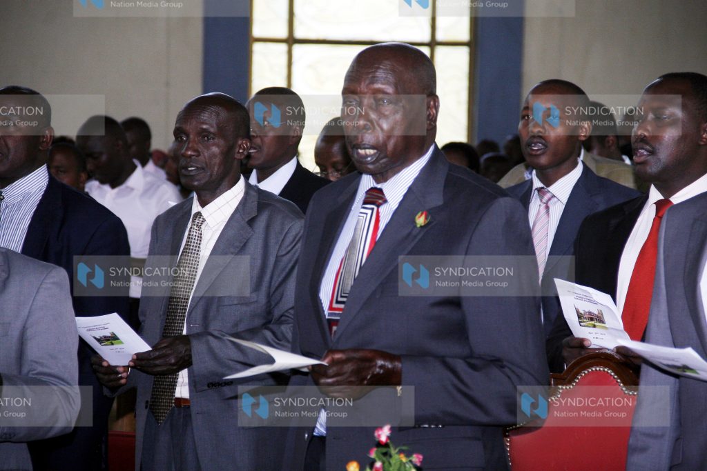 Former President Daniel arap Moi at the AIC Kabarak Community Chapel