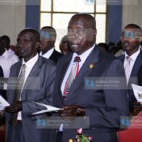 Former President Daniel arap Moi at the AIC Kabarak Community Chapel