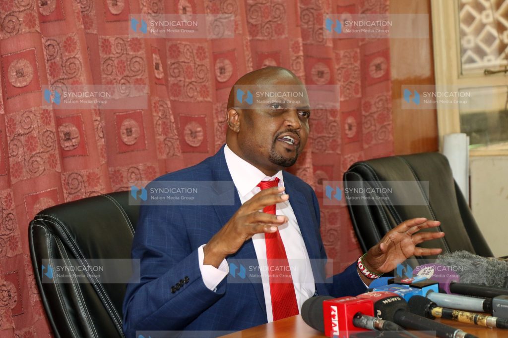 Gatundu South MP Moses Kuria during the press conference
