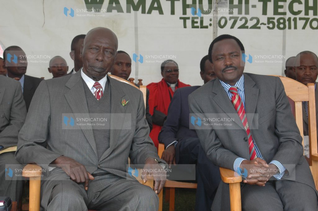 The former president of Kenya his excellency Daniel Arap Moi together with the vice president Kalonzo Musyoka