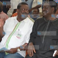 NASA presidential flag bearer Raila Odinga with ANC party leader Musalia Mudavadi