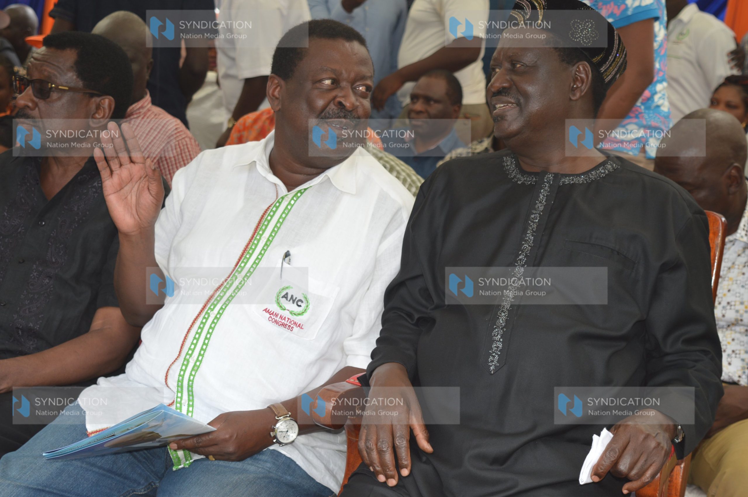 NASA presidential flag bearer Raila Odinga with ANC party leader Musalia Mudavadi