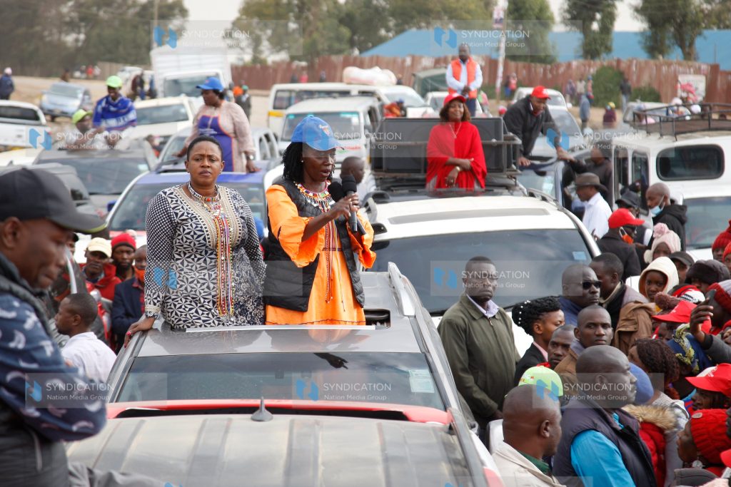 Azimio la Umoja Presidential candidate’s running mate Martha Karua with Murang’a Woman Rep Sabina Chege
