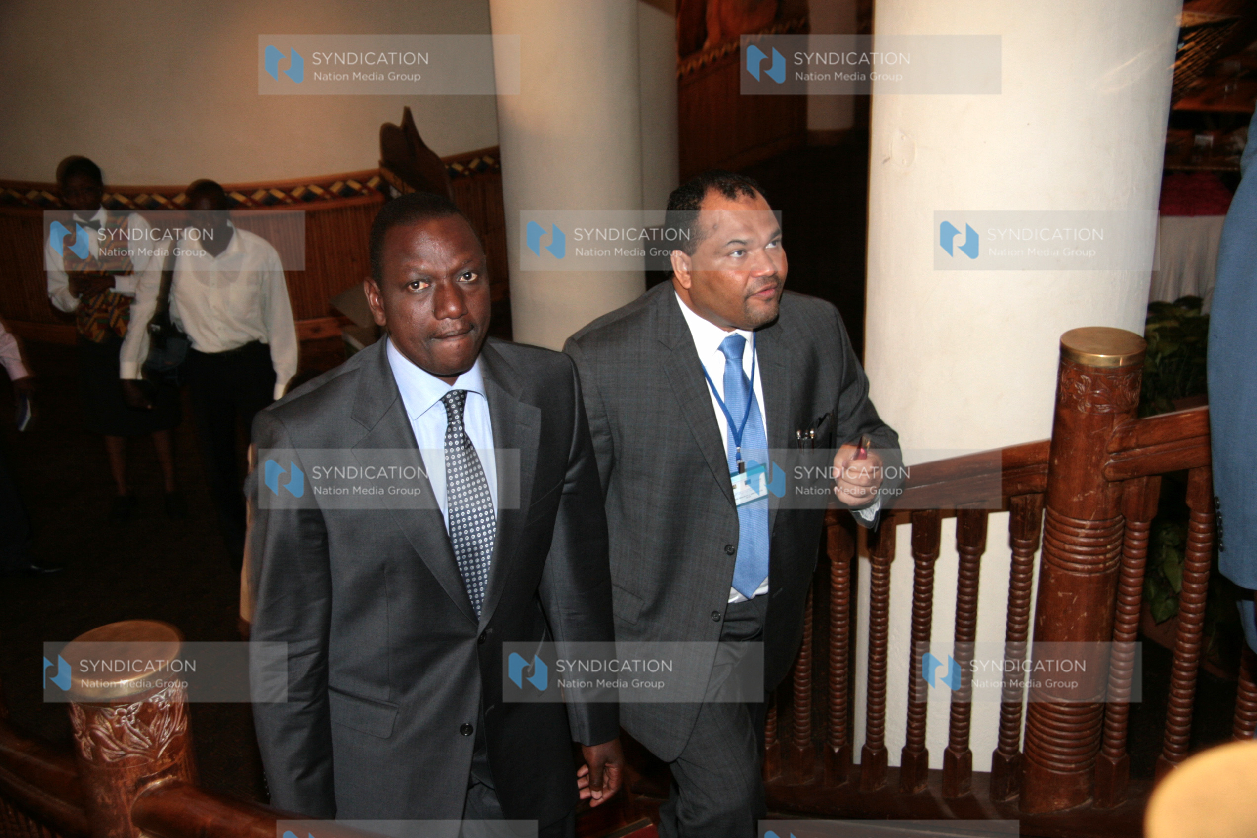 Minister for Higher Education, Science and Technology William Ruto with the secretary of the National Council for Education and Technology prof Shaukat Abdulrazak