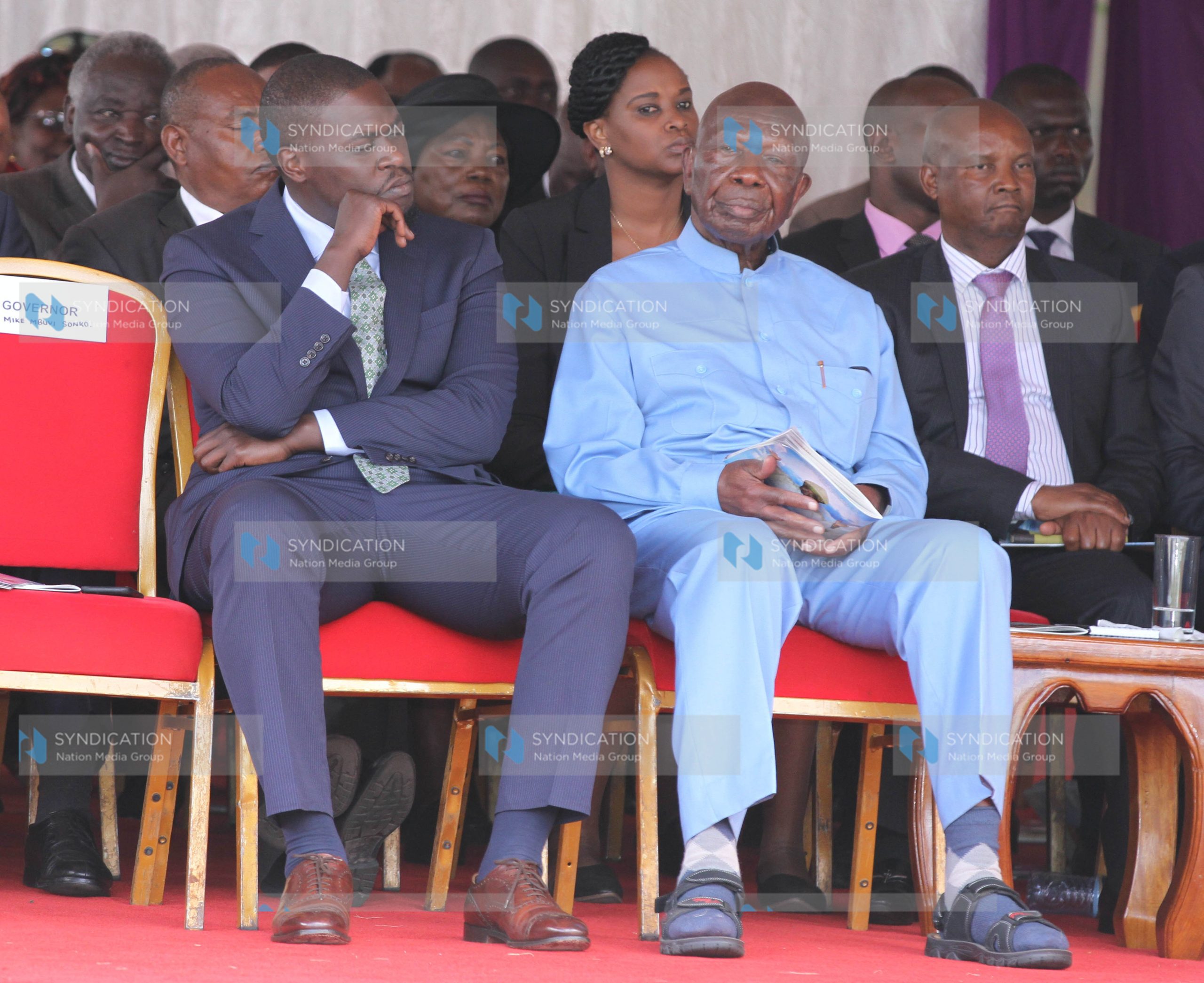 Nairobi Senator Johnstone Sakaja and the former vice president Moody Awor