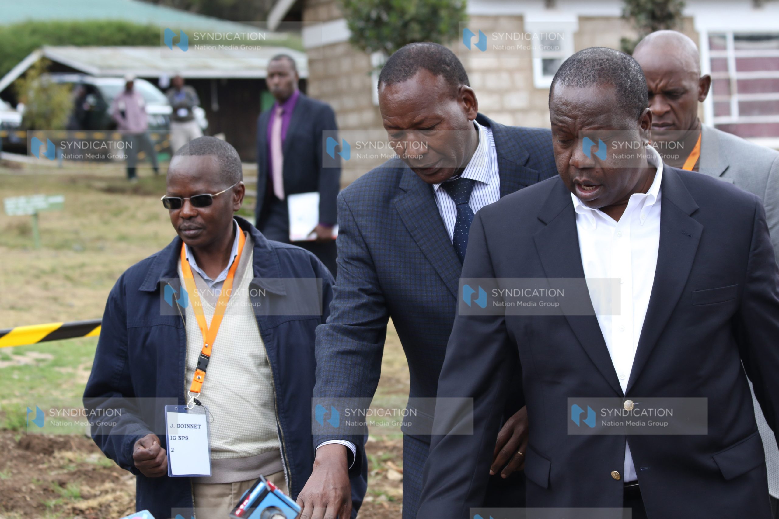 Interior Cabinet Secretary Joseph Nkaissery his Education counterpart Fred Matiang’i and Inspector General of Police Joseph Boinnet