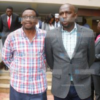 Senate Minority Leader James Orengo chats with his Majority leader Kipchumba Murkomen