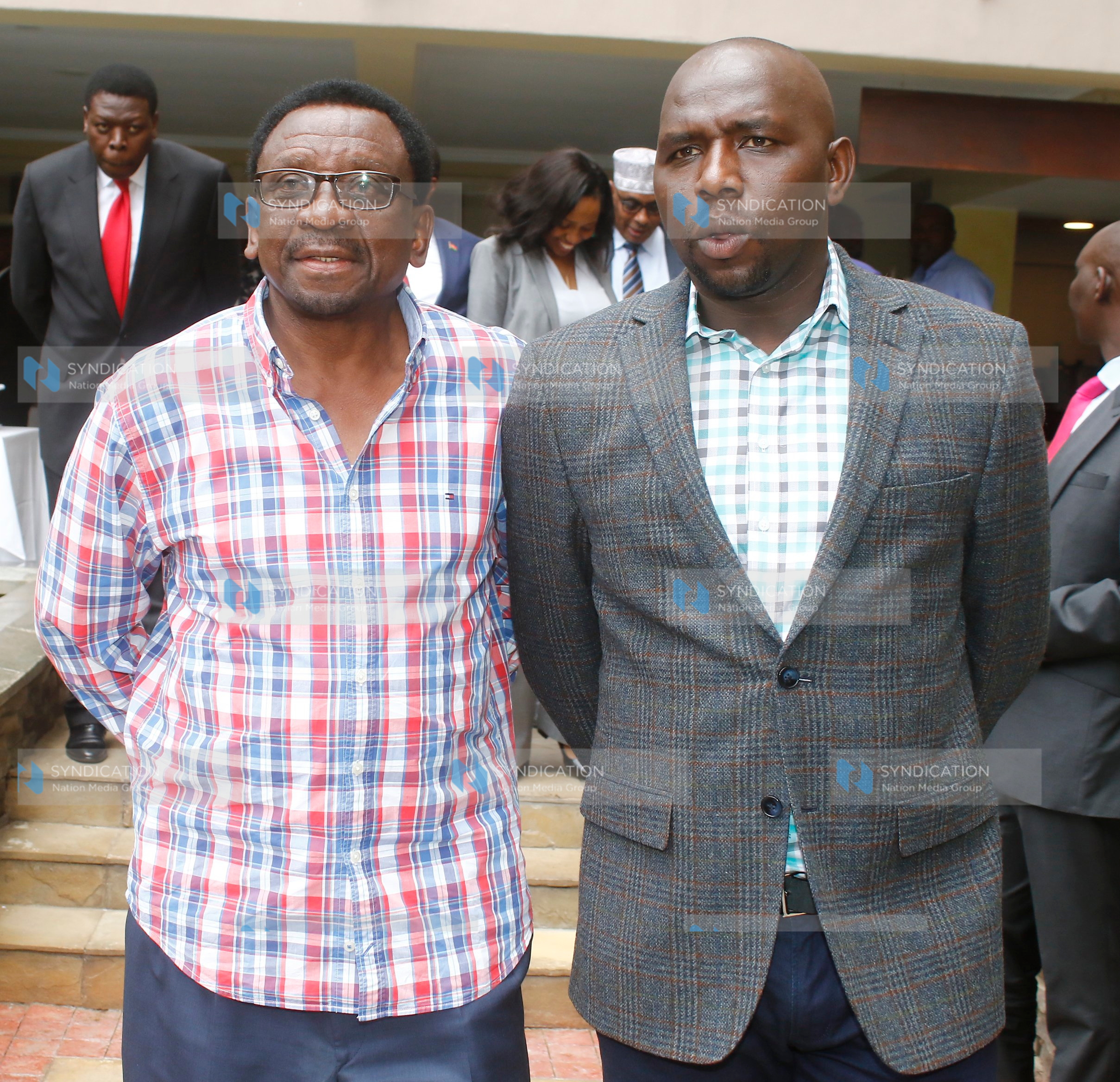 Senate Minority Leader James Orengo chats with his Majority leader Kipchumba Murkomen