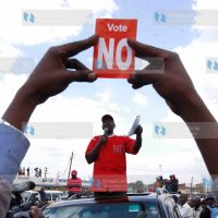Higher education minister William Ruto addresses Kenyans at Kagio town